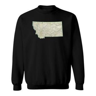 Vintage Design Montana Map Travel Adventure 406 Gift Sweatshirt | Mazezy