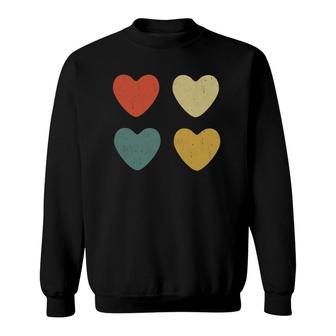 Vintage Hearts Cool Retro Valentine's Day Gift Sweatshirt | Mazezy