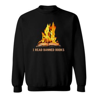 Vintage I Read Banned Books Funny Book Lovers Men And Women Sweatshirt | Mazezy