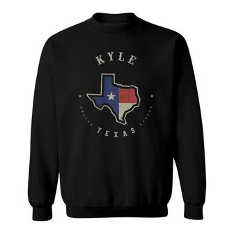 Vintage Kyle Texas State Flag Map Souvenir Gift Sweatshirt | Mazezy