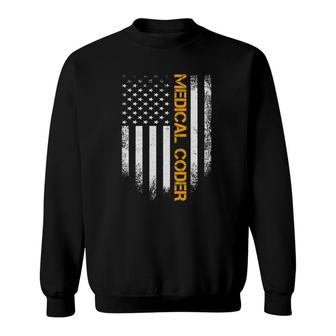 Vintage Medical Coders Distressed American Flag Patriotic Sweatshirt | Mazezy
