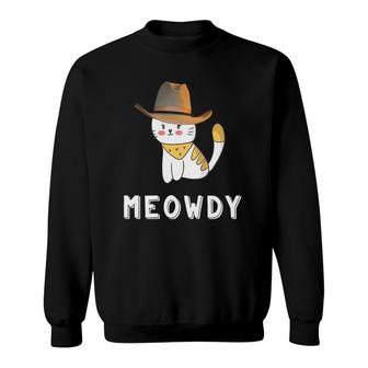 Vintage Meowdy Funny Texas Cowboy Retro Cat Lover Gift Sweatshirt | Mazezy