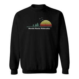 Vintage North Platte, Nebraska Sunset Souvenir Print Sweatshirt | Mazezy