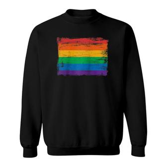 Vintage Painted Rainbow Gay Pride Flag  Raglan Baseball Tee Sweatshirt