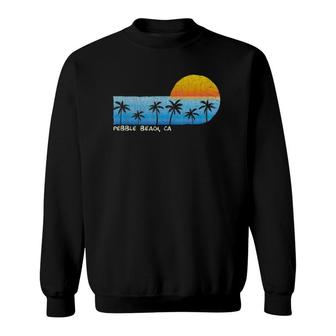 Vintage Pebble Beach, Ca Palm Trees & Sunset Beach Sweatshirt | Mazezy