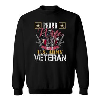 Vintage Proud Wife Of A US Army Veteran Gift Mom Dad Sweatshirt | Mazezy