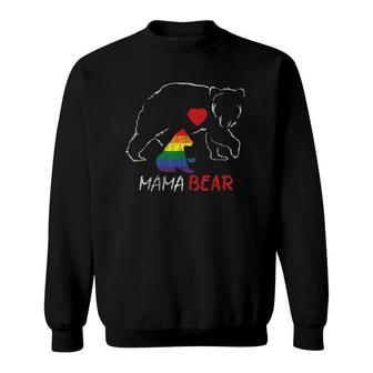 Vintage Rainbow Mama Bear Hugs Mom Mother Love Lgbt Pride Sweatshirt | Mazezy
