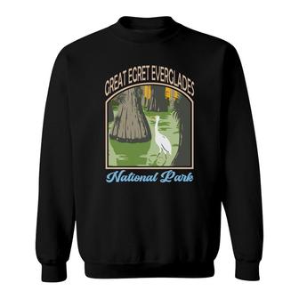 Vintage Retro Great Egret Everglades National Park Travel Adventure Sweatshirt - Thegiftio