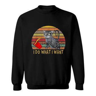Vintage Retro I Do What I Want My Black Cat Lovers Sweatshirt - Thegiftio UK