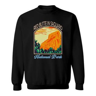 Vintage Retro Red Butte In Saguaro National Park Travel Adventure Sweatshirt - Thegiftio