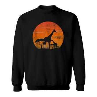 Vintage Safari Nature Africa Family Baby Sunrise Giraffe Sweatshirt | Mazezy AU