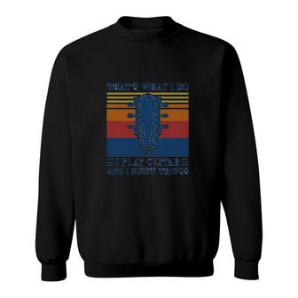 Vintage That's What I Do I Play Guitar And I Know Things Crew Sweatshirt - Thegiftio UK