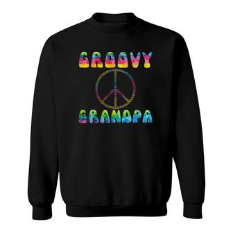 Vintage Tie Dye Peace Sign Groovy Grandpa Sweatshirt | Mazezy