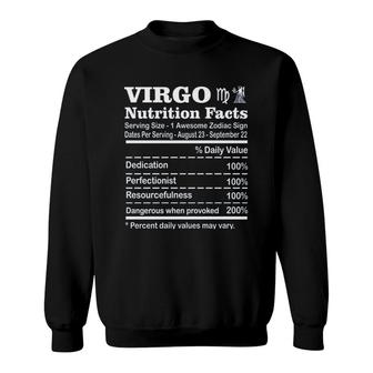 Virgo Nutrition Facts Sweatshirt | Mazezy