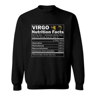 Virgo Nutrition Facts Zodiac Sign Horoscope Sweatshirt | Mazezy
