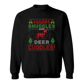 Warm Snuggles And Deer Cuddles Ugly Deer Christmas Raglan Baseball Tee Sweatshirt | Mazezy