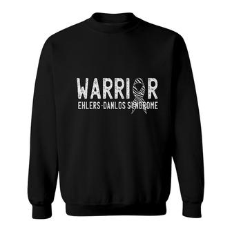 Warrior Ehlers Danlos Syndrome Awareness Zebra Ribbon Graphic Sweatshirt - Thegiftio