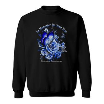 We Wear Tee Blue Roses Butterfly Sweatshirt | Mazezy