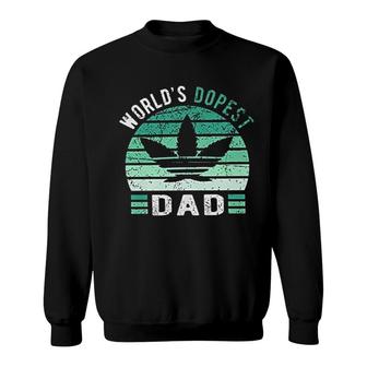 Weed Green Color Worlds Dopest Dad Funny Leaf Gift For Men Women Sweatshirt - Seseable
