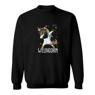 Weldicorn Funny Welder Unicorn Dabbing Sweatshirt | Mazezy