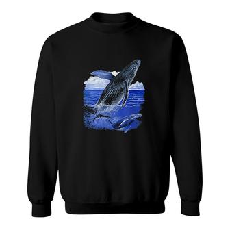 Whale With Baby Whale Sweatshirt | Mazezy