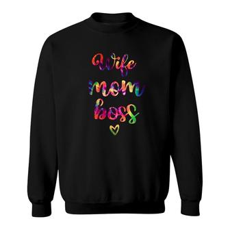 Wife Mom Boss Colorful Sweatshirt | Mazezy