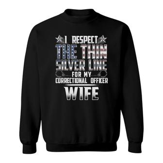 Wife Thin Silver Line Correctional Officer Sweatshirt | Mazezy