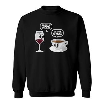 Wine Vs Coffee Funny Mother's Day Gift For Mom Sweatshirt | Mazezy