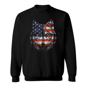 Wolf American Flag July 4Th Tank Top Sweatshirt | Mazezy