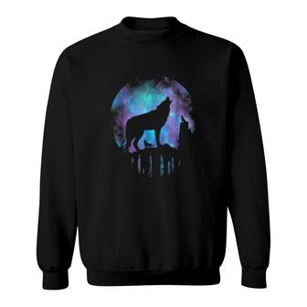 Wolf Galaxy Moon Sweatshirt | Mazezy
