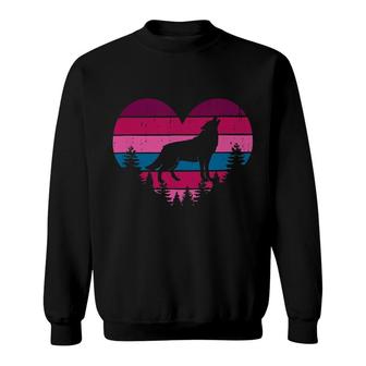 Wolf Howling Heart Sweatshirt | Mazezy