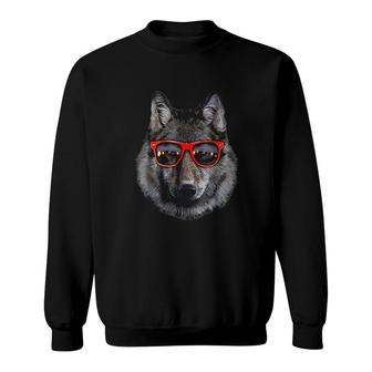 Wolf In Retro Sunglass Frame Wolves Sweatshirt | Mazezy