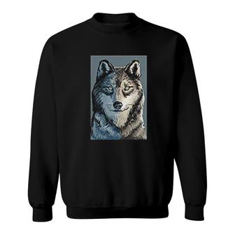 Wolf Up Close Sweatshirt | Mazezy