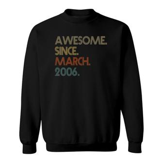 Womens 16Th Birthday Awesome Since March 2006 Vintage V Neck Sweatshirt | Mazezy