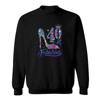 Womens 40 And Fabulous Stepping Into My 40th Birthday Gift Womens Sweatshirt - Seseable