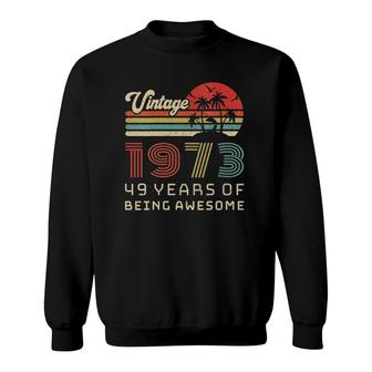 Womens 49 Years Old Birthday Vintage 1973 49 Birthday V-Neck Sweatshirt | Mazezy