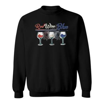 Womens 4Th Of July Wine S For Women Red Wine And Blue Sweatshirt | Mazezy