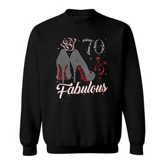 Womens 70 And & Fabulous 1951 70Th Birthday Gift Tee For Womens V-Neck Sweatshirt | Mazezy