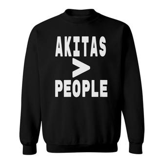 Womens Akitas Greater Than People Dog Owner Mom And Dad V-Neck Sweatshirt | Mazezy