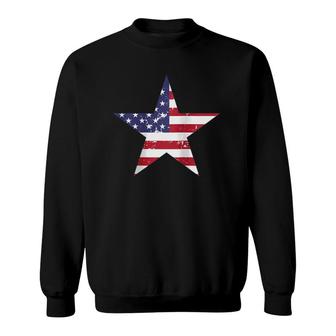 Womens American Flag Star Vintage 4Th Of July Patriotic Gift Raglan Baseball Tee Sweatshirt