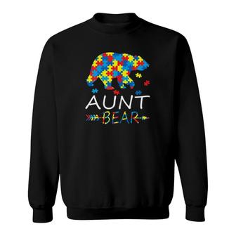 Womens Aunt Bear Autism Awareness Autism Mother's Day Sweatshirt | Mazezy