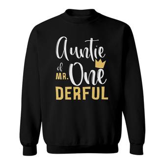 Womens Auntie Of Mr Onederful 1St Birthday First One-Derful Theme Sweatshirt | Mazezy