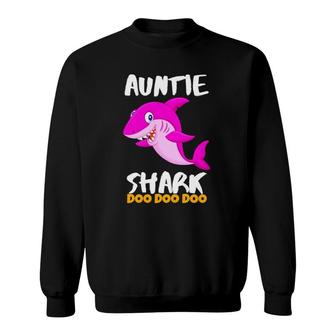 Womens Auntie Shark Gift Last Minute Sweatshirt | Mazezy