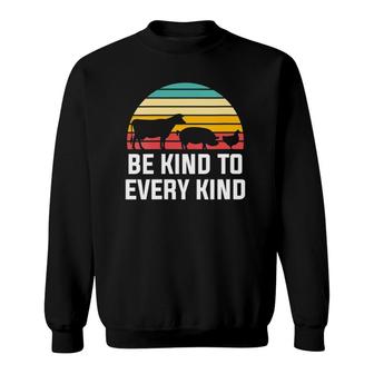 Womens Be Kind To Every Kind - Retro Vegan & Vegetarian V-Neck Sweatshirt | Mazezy