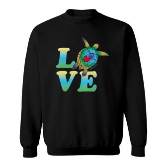 Womens Beautiful Tropical Sea Turtle Love Sweatshirt | Mazezy
