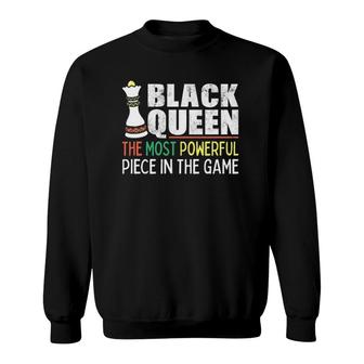 Womens Black Queen Most Powerful Chess African American Sweatshirt | Mazezy