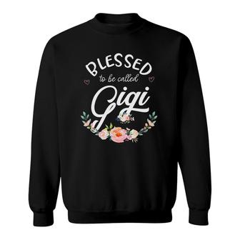 Womens Blessed Gigi Floral Grandma Mother's Day Gift Sweatshirt | Mazezy