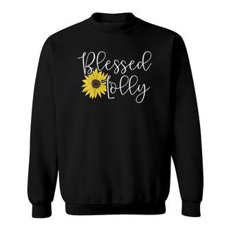 Womens Blessed Lolly For Grandmother Sunflower Sweatshirt | Mazezy