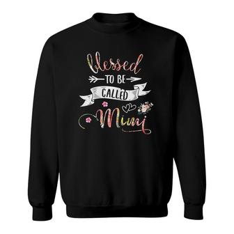 Womens Blessed Mimi Floral Grandma Mother's Day Gift Sweatshirt | Mazezy