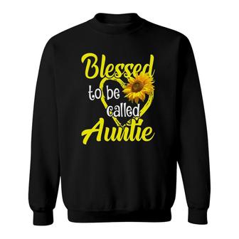 Womens Blessed To Be Called Auntie Sunflower Mother's Day Sweatshirt | Mazezy